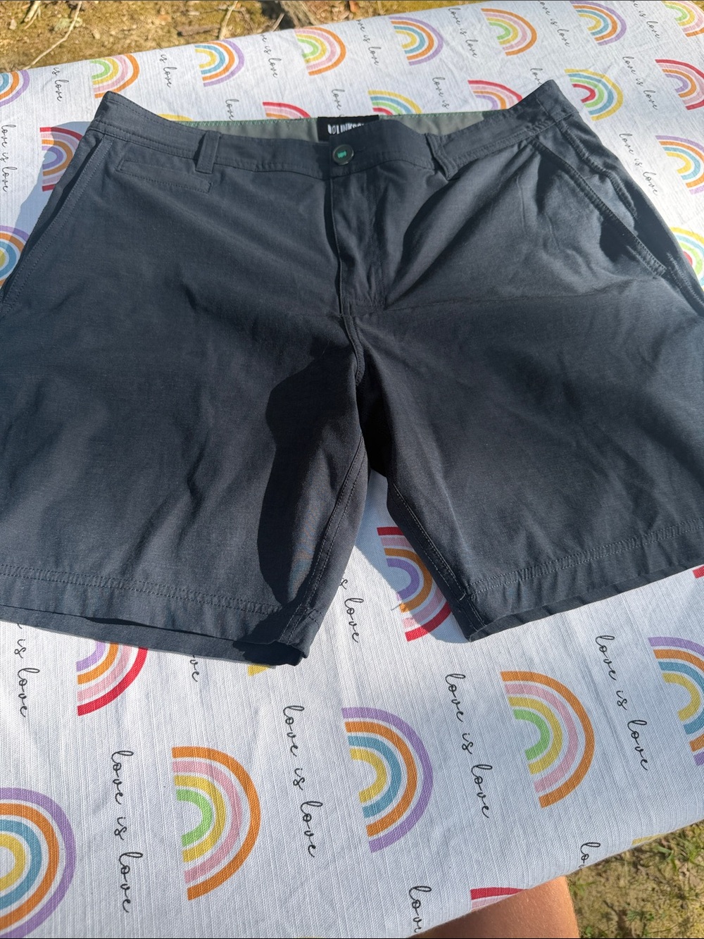 Linksoul Men’s Black Flat-Front Stretch Shorts
